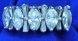 14kt White Gold and Diamond Marquise Band. 